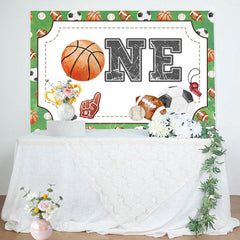 Lofaris Various Balls Sport Basketball One Birthday Backdrop