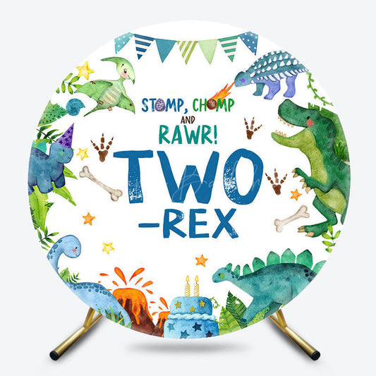 Lofaris Various Cartoon Dinosaurs Two Rex Round Backdrop