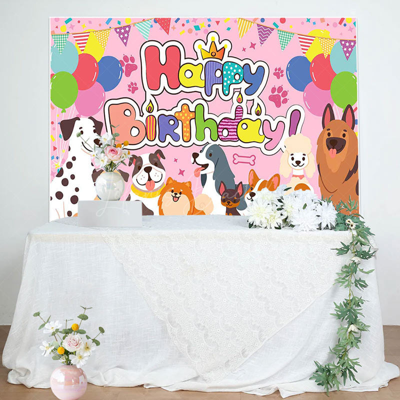 Lofaris Various Colorful Pet Balloon Happy Birthday Backdrop