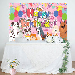 Lofaris Various Colorful Pet Balloon Happy Birthday Backdrop