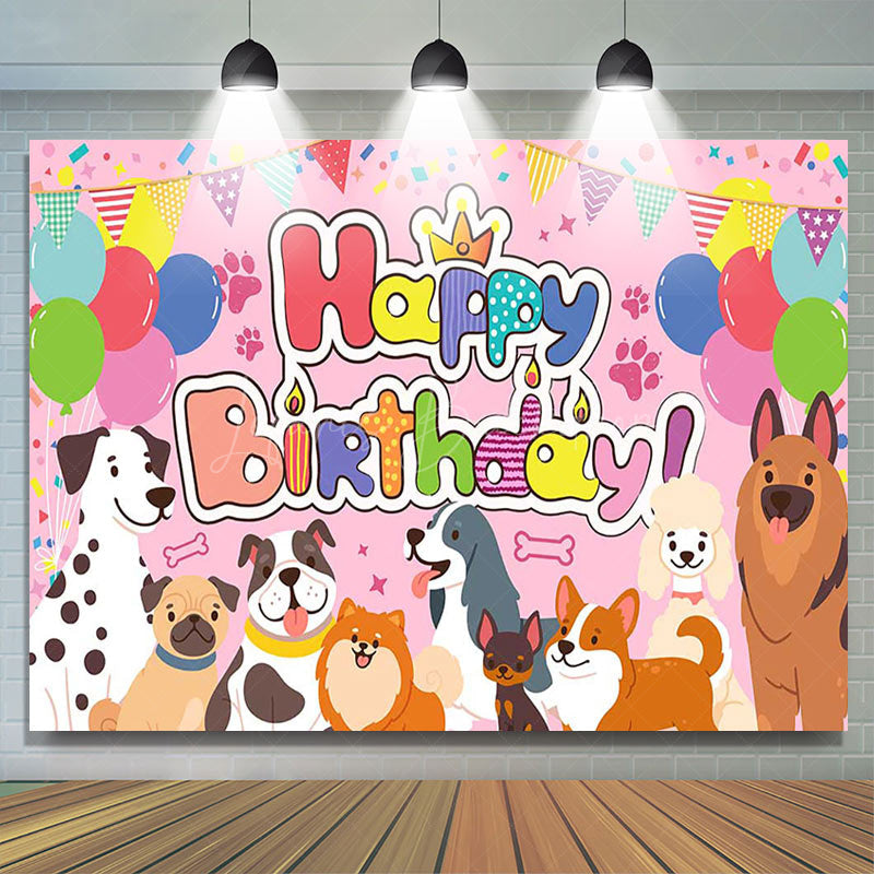 Lofaris Various Colorful Pet Balloon Happy Birthday Backdrop