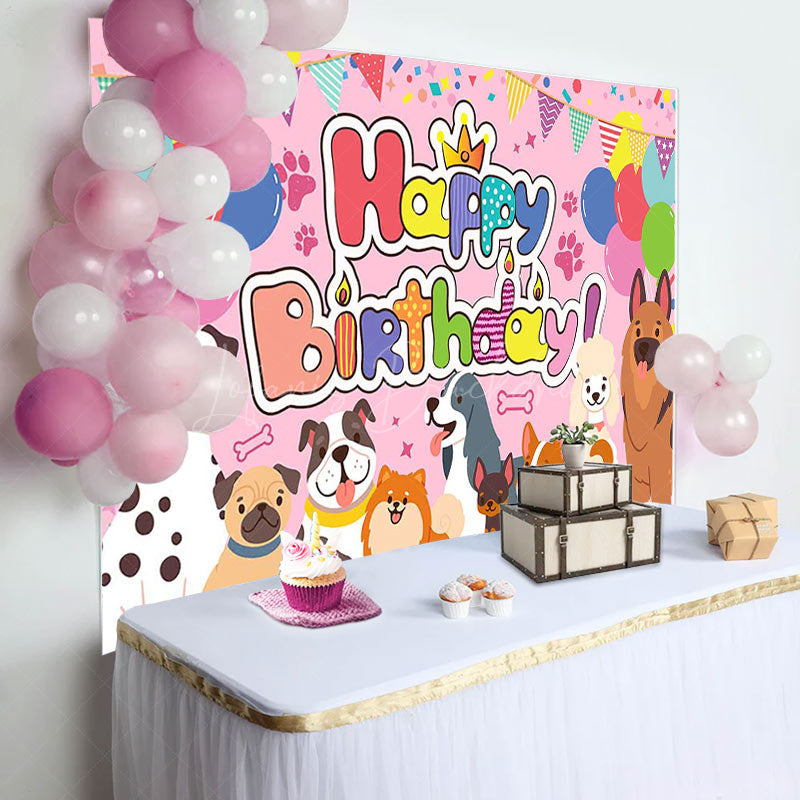 Lofaris Various Colorful Pet Balloon Happy Birthday Backdrop