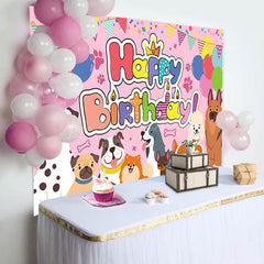 Lofaris Various Colorful Pet Balloon Happy Birthday Backdrop