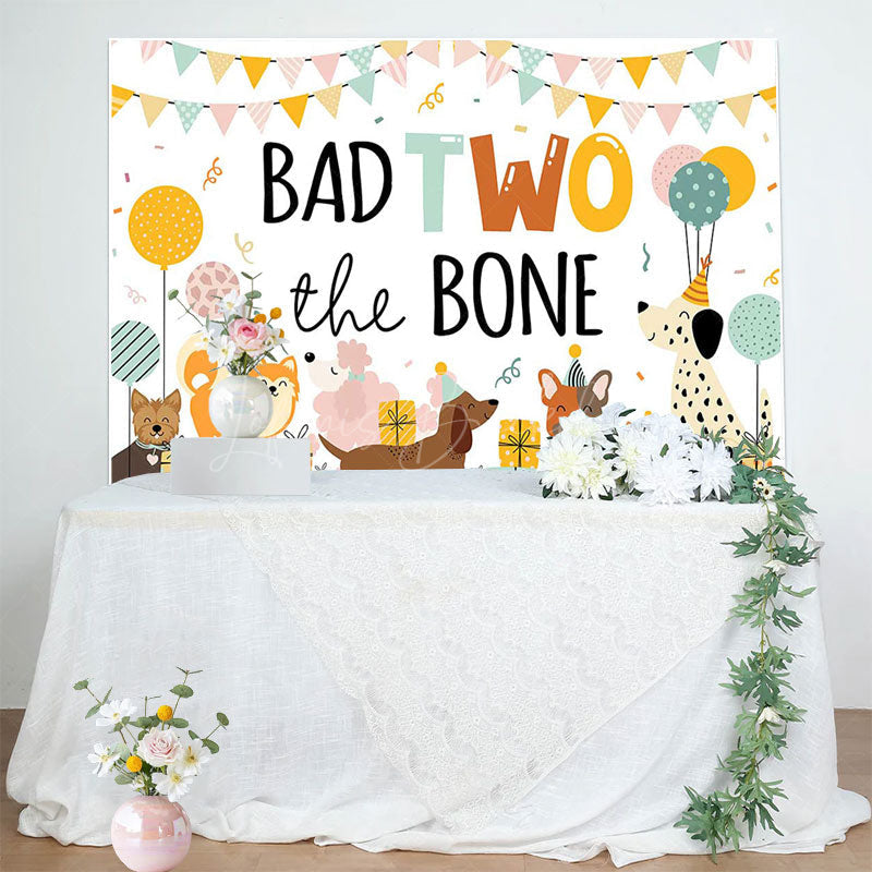 Lofaris Various Dogs Bad Two The Bone Happy Birthday Backdrop