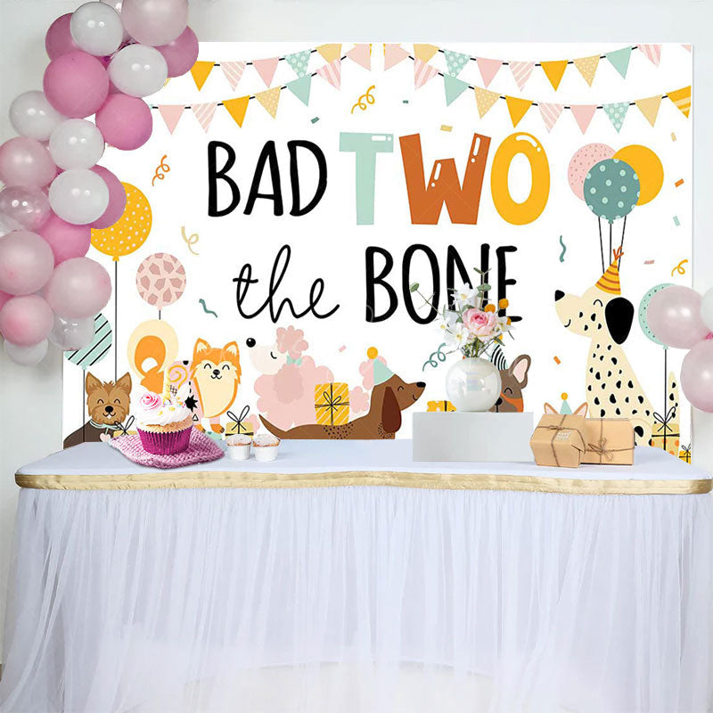 Lofaris Various Dogs Bad Two The Bone Happy Birthday Backdrop