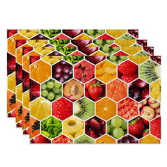 Lofaris Various Honeycomb Fruits Dining Set of 4 Placemats