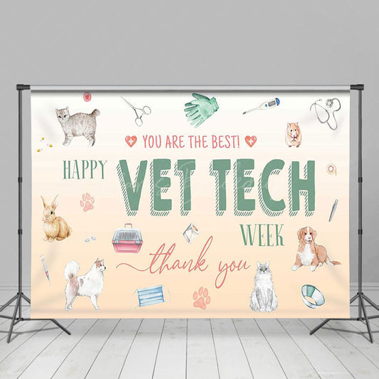 Lofaris Various Pet Happy Vet Tech Week Thank You Backdrop