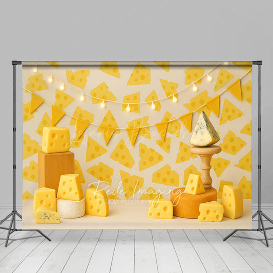 Lofaris Various Types Of Cheese Lights Cake Smash Backdrop