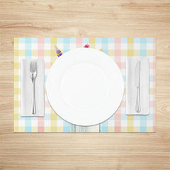 Lofaris Vase Floral Colorful Plaid Dining Set of 4 Placemats