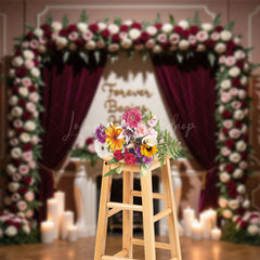 Lofaris Velvet Floral Curtain Candles Sweet Wedding Backdrop