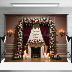 Lofaris Velvet Floral Curtain Candles Sweet Wedding Backdrop