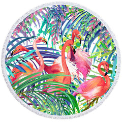 Lofaris Vibrant Abstract Elephant Design Round Beach Towel