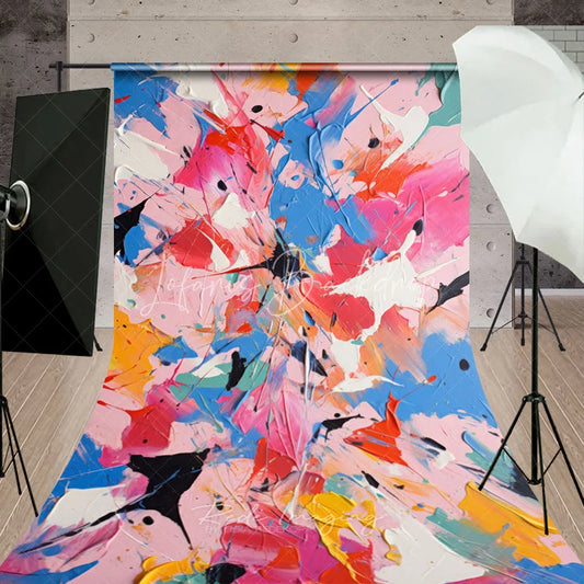 Lofaris Vibrant Abstract Paint Splatter Sweep Backdrop Colorful Textured Art Photography Background