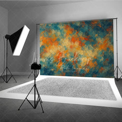 Lofaris Vibrant Abstract Textured Photography Backdrop Painterly Teal Orange Cream Brushstrokes Art Style