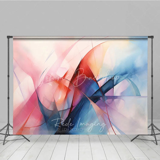 Lofaris Vibrant Abstract Watercolor Flowing Lines Photography Backdrop Artistic Pink Blue Red Purple Studio Prop