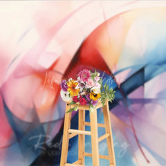 Lofaris Vibrant Abstract Watercolor Flowing Lines Photography Backdrop Artistic Pink Blue Red Purple Studio Prop