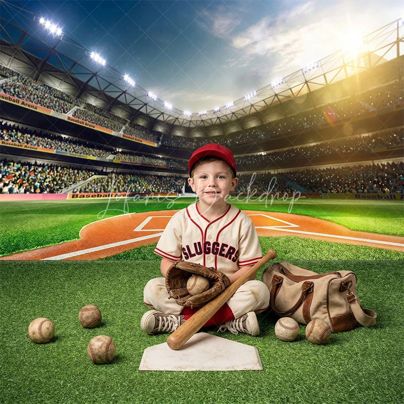 Lofaris Vibrant Baseball Stadium Field Green Grass Combo Set Backdrop Sunny Sports Theme Party Photo Booth Decor