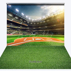 Lofaris Vibrant Baseball Stadium Field Green Grass Combo Set Backdrop Sunny Sports Theme Party Photo Booth Decor