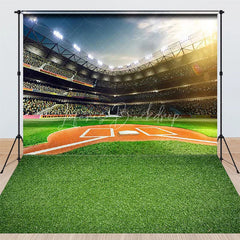 Lofaris Vibrant Baseball Stadium Field Green Grass Combo Set Backdrop Sunny Sports Theme Party Photo Booth Decor