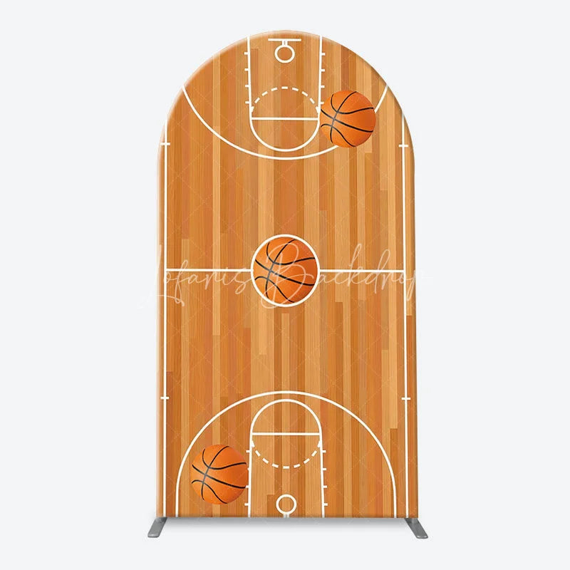 Lofaris Vibrant Basketball Court and Referee Stripe Arch Backdrop Kit Sports Theme Birthday Party Decoration