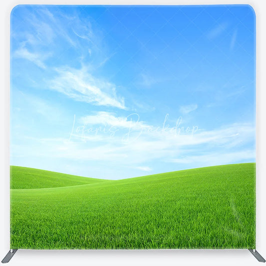 Lofaris Vibrant Blue Sky and Green Rolling Hills Square Double-Sided Backdrop Natural Scenic Photography