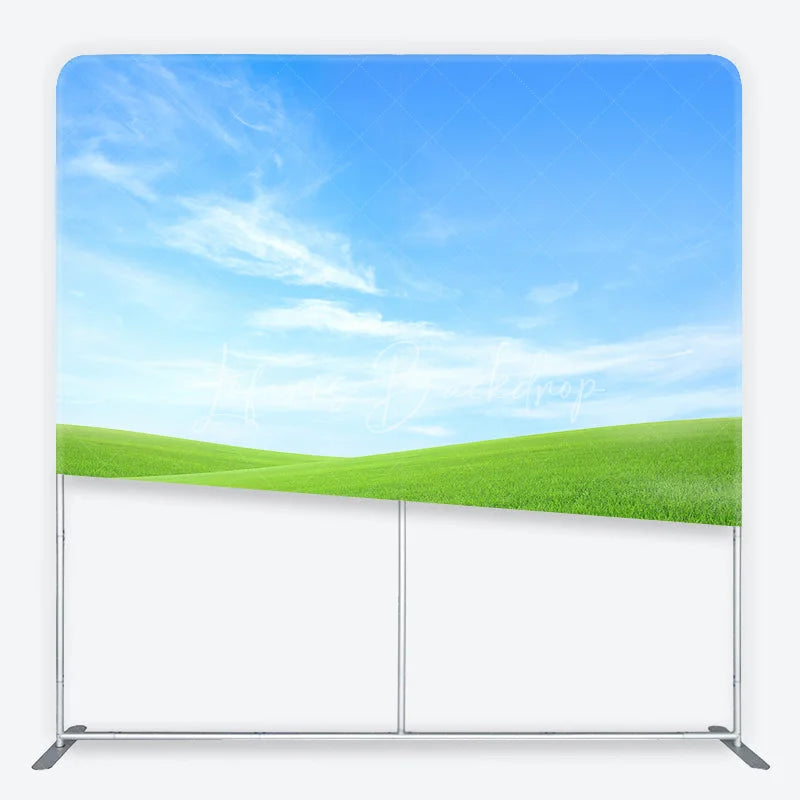 Lofaris Vibrant Blue Sky and Green Rolling Hills Square Double-Sided Backdrop Natural Scenic Photography