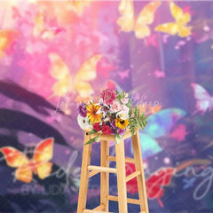 Lofaris Vibrant Butterfly Forest Backdrop Dreamy Pink Purple Photography Background for Kids Birthday Party Baby Shower