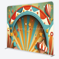 Lofaris Vibrant Carnival Circus Theme Square Double-Sided Backdrop featuring Stars and Hot Air Balloon for Party Decor
