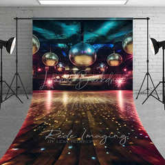 Lofaris Vibrant Disco Ball Stage Sweep Backdrop Sparkling Dance Floor Photography Background for Retro Parties Club Nights