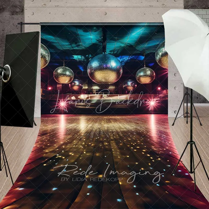 Lofaris Vibrant Disco Ball Stage Sweep Backdrop Sparkling Dance Floor Photography Background for Retro Parties Club Nights