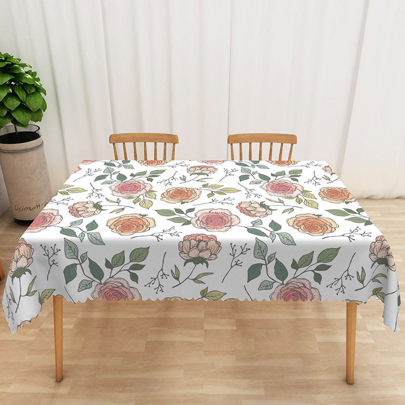 Lofaris Vibrant Floral Tablecloth with Colorful Flowers and Green Leaves for Summer Party Outdoor Dining