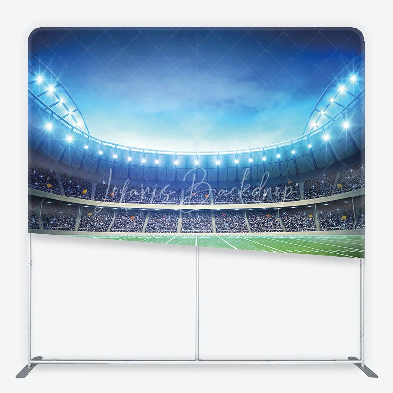 Lofaris Vibrant Football Stadium Field Square Double-Sided Backdrop with Bright Lights Sports Game Day Party Decor
