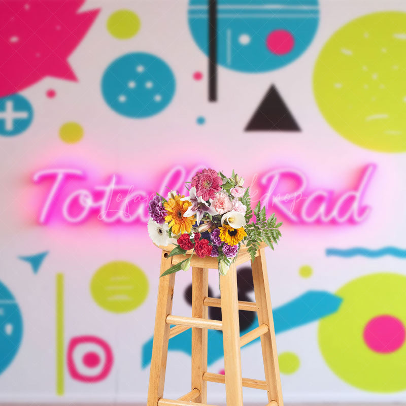 Lofaris Vibrant Geometric Pattern Neon Totally Rad Backdrop