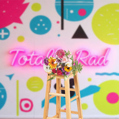 Lofaris Vibrant Geometric Pattern Neon Totally Rad Backdrop