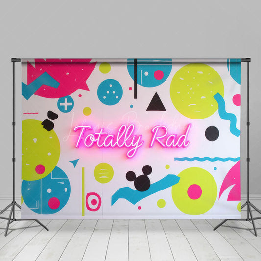 Lofaris Vibrant Geometric Pattern Neon Totally Rad Backdrop