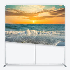 Lofaris Vibrant Golden Sunset Ocean Waves Beach square double-sided backdrop Serene Summer Photography Background Decor