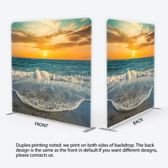 Lofaris Vibrant Golden Sunset Ocean Waves Beach square double-sided backdrop Serene Summer Photography Background Decor