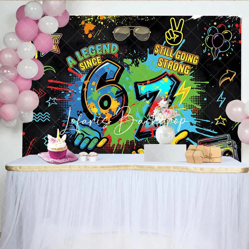 Lofaris Vibrant Graffiti Art 7th Birthday Backdrop A Legend Since Still Going Strong Hip Hop Party Decor