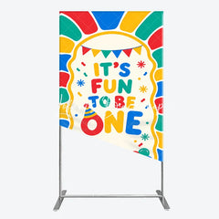 Lofaris Vibrant It’s Fun to Be One First Birthday Rectangle Arch Backdrop with Balloons and Confetti Cheerful Party Decor