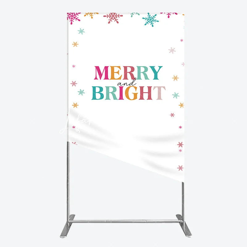Lofaris Vibrant Multi-color Snowflake Merry and Bright Rectangle Arch Backdrop Festive Winter Holiday Party Decor