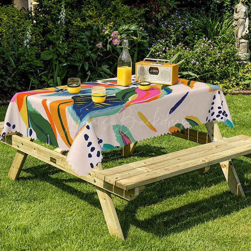 Lofaris Vibrant Multicolored Abstract Art Rectangle Tablecloth