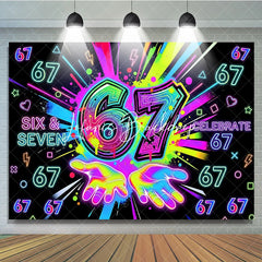Lofaris Vibrant Neon Graffiti 7th Birthday Backdrop Colorful Paint Splatters and Glowing Lights Celebration Party Decor