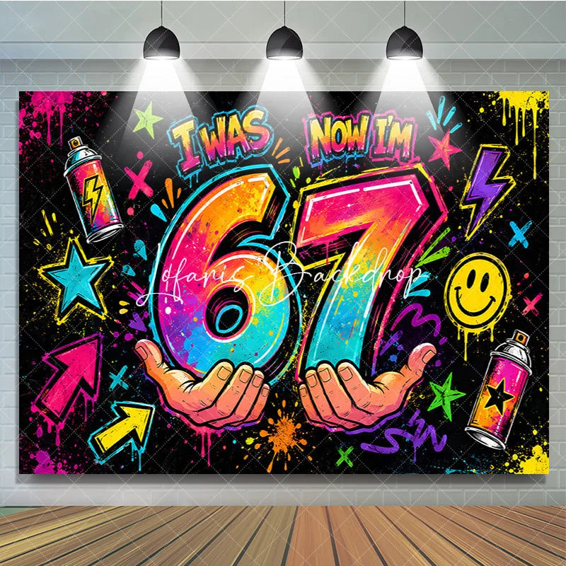 Lofaris Vibrant Neon Graffiti Art 7th Birthday Backdrop Spray Paint Street Style Party Decor for Celebrations.
