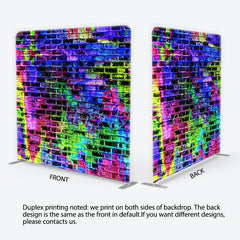 Lofaris Vibrant Neon Graffiti Brick Wall Square Double-Sided Backdrop Abstract Paint Splatter Urban Art Photography