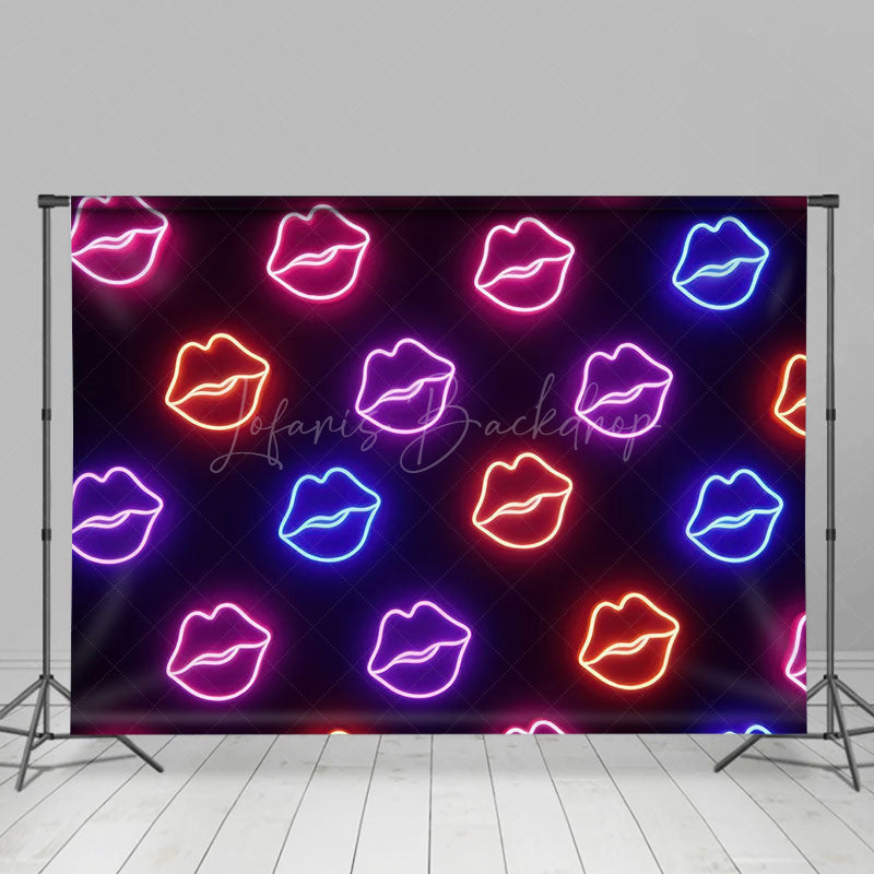 Lofaris Vibrant Neon Lip Shapes In Rows Dynamic Backdrop
