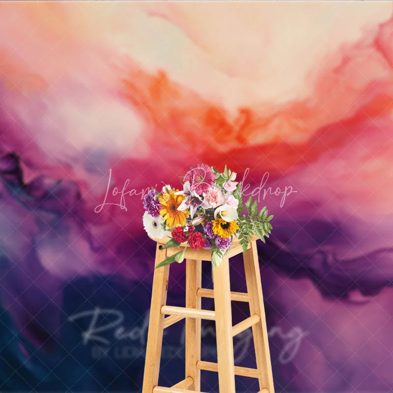 Lofaris Vibrant Pink Purple Orange Teal Abstract Fluid Art Photography Backdrop Artistic Dreamy Studio Background