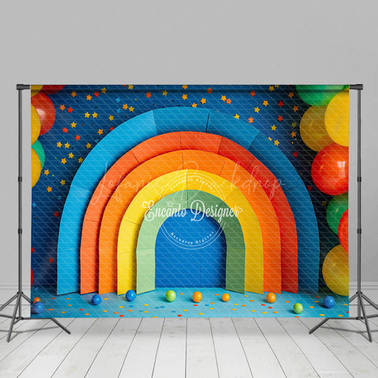 Lofaris Vibrant Rainbow Archway Geometric Patterns Backdrop