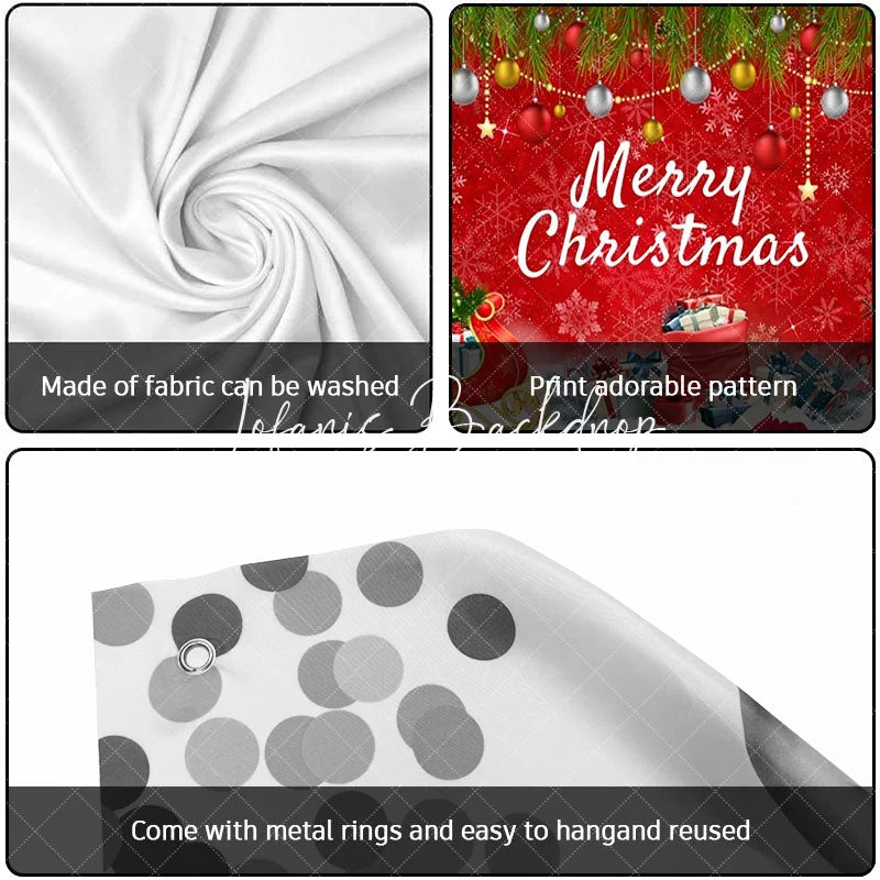 Lofaris Vibrant Red Merry Christmas Garage Door Banner with Snowman Sleigh and Festive Ornaments Holiday Decor