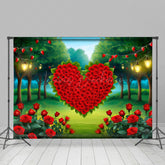 Lofaris Vibrant Red Rose Heart Festival Warm Tone Backdrop