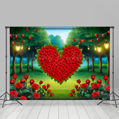 Lofaris Vibrant Red Rose Heart Festival Warm Tone Backdrop